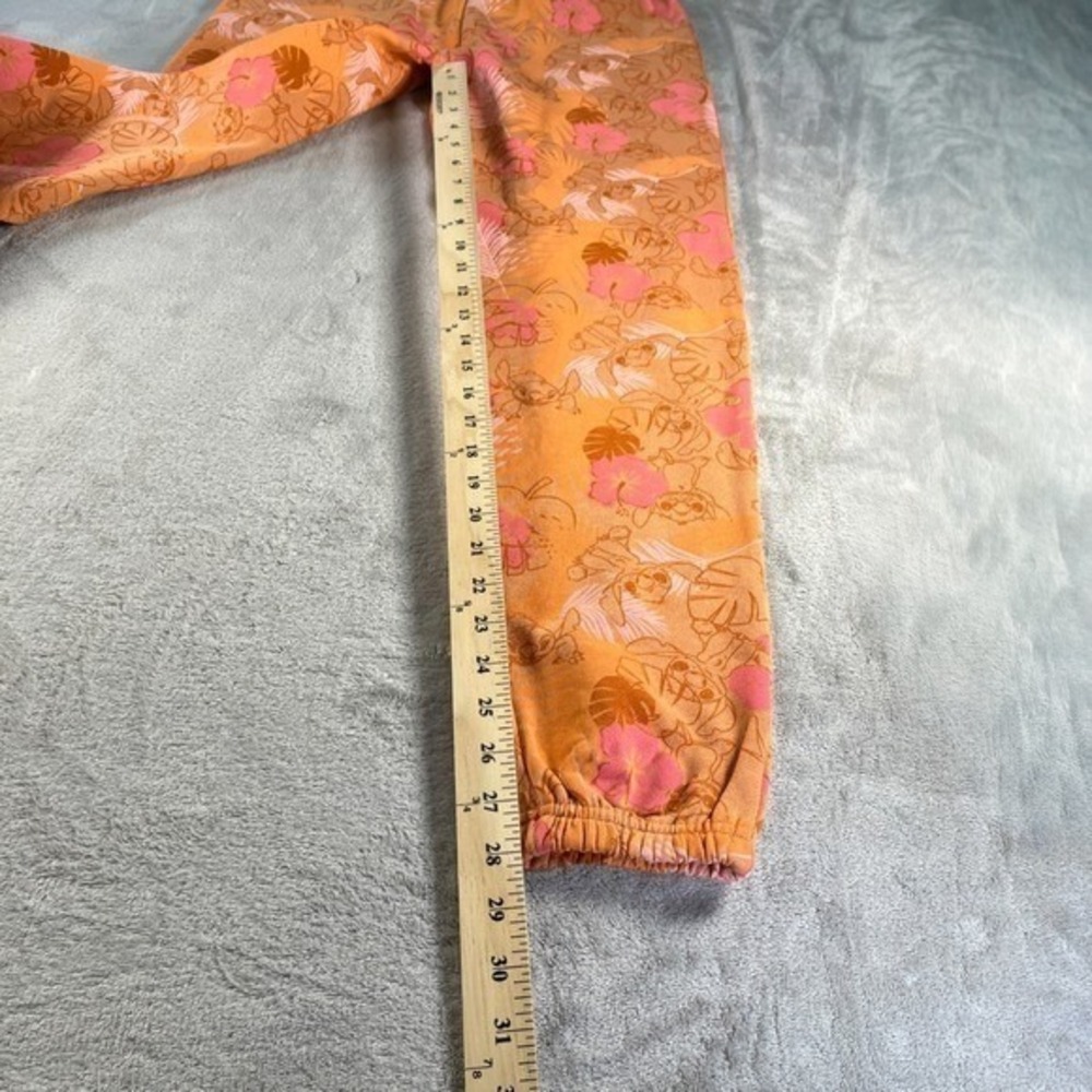 Disney Stitch Tropical Joggers S Orange Pink NWT Floral Sweatpants Loungewear - Picture 4 of 10